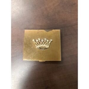 Unused NOS Vintage‎ Gold Tone Mirror Powder Compact Puff  Makeup JB